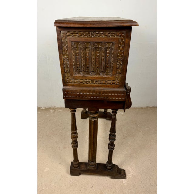 Spanish Carved Wood Bargueño with Figural Decoration, 1940 For Sale - Image 6 of 14