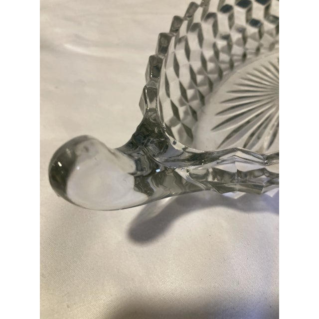 Early 20th Century Vintage Fostoria "American" Diamond-Point Crystal Boat Dish With Scroll Handles For Sale - Image 5 of 7