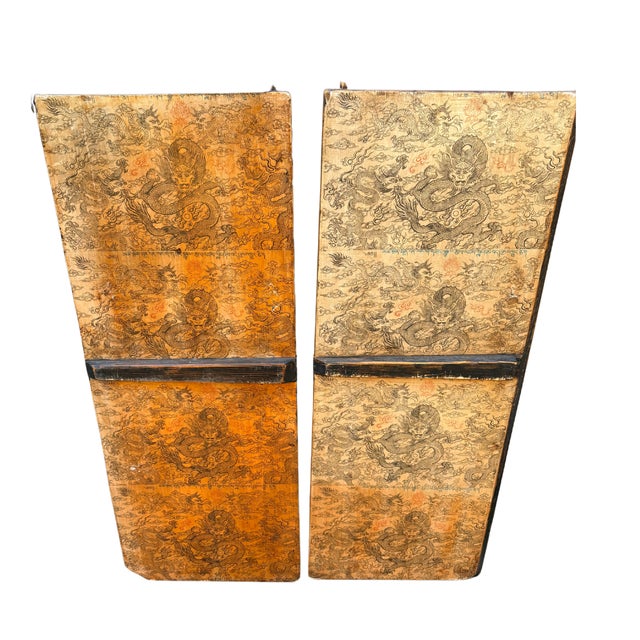 Antique Tibetan Cabinet Doors With Embossed Dragon Motifs, Pair For Sale - Image 16 of 18