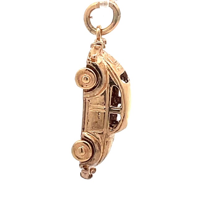 Mid 20th Century Vintage 14k Yellow Gold Vw Beetle Car Charm Pendant For Sale - Image 5 of 7