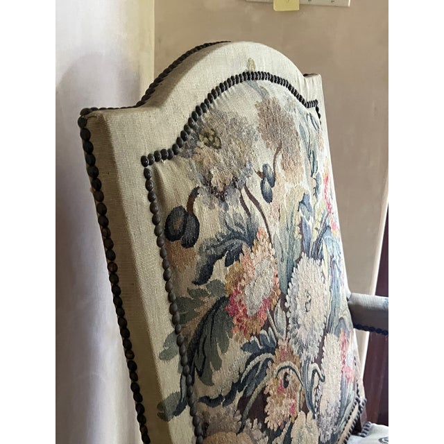 9th Century French Louis XV-style Armchair With Floral Needlepoint Tapestry For Sale - Image 4 of 15