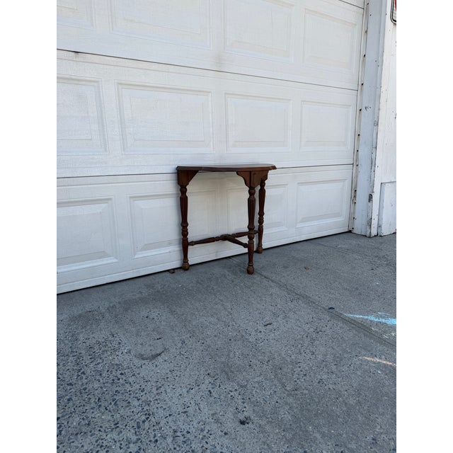 Jacobean Vintage English Jacobean Revival Demilune Console Table For Sale - Image 3 of 11