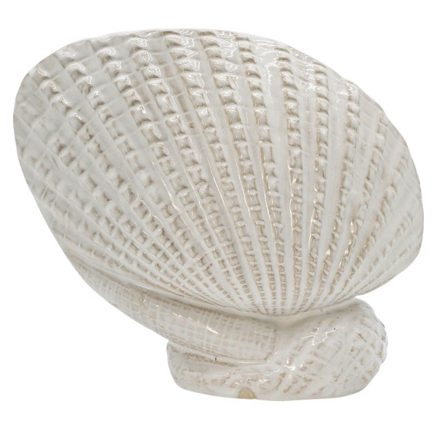 Late 20th Century Coastal Ceramic Clam Shell Vase in Palm Beach Style 11.5" For Sale - Image 5 of 9