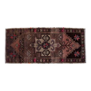Hand Knotted Small Turkish Rug - 19" X 42" For Sale
