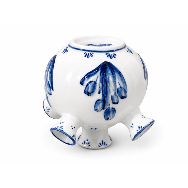 Delft Vintage Royal Twickel Ter Steege Bv Delft 5 Finger Tulip Vase For Sale - Image 4 of 5