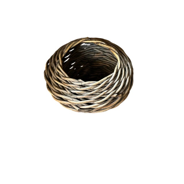 Large Handwoven Rattan Reed Basket Bi Cone For Sale - Image 10 of 12