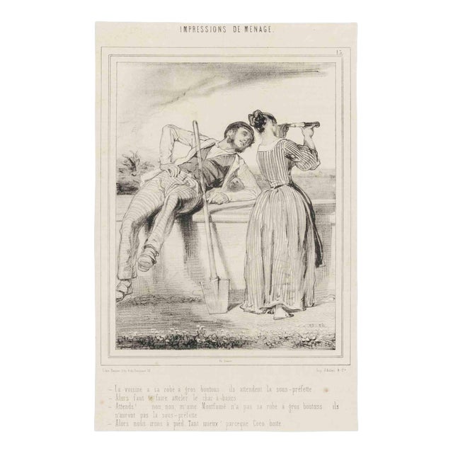 Paul Gavarni, Impressions of Ménage, Plate 15, Mid-19th Century, Lithograph For Sale