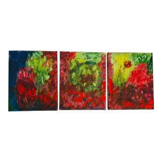 1970s Abstract Expressionist Triptych on Canvas Signed by the Artist For Sale