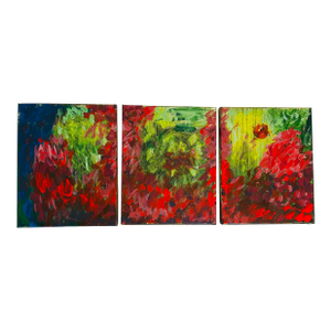 1970s Abstract Expressionist Triptych on Canvas Signed by the Artist