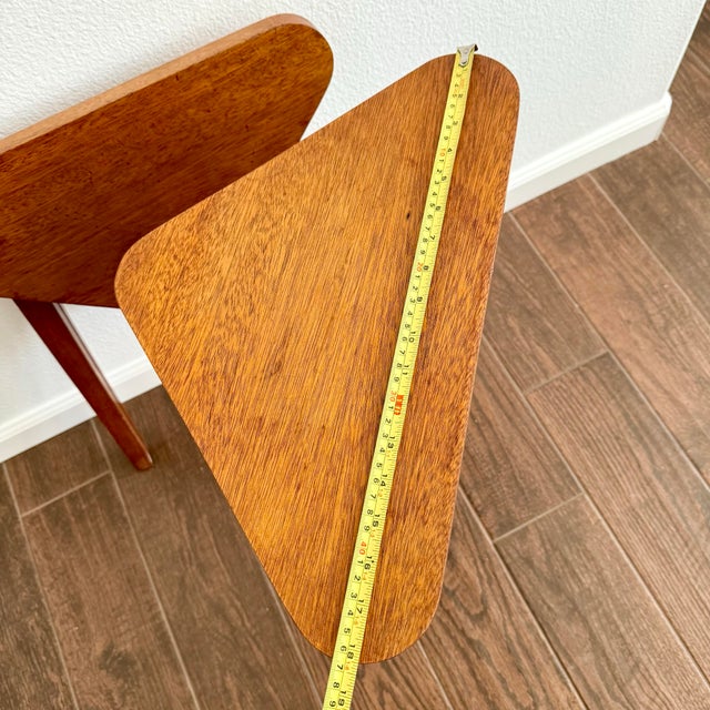 Pair of Vintage Modern Folding Triangular Side Tables Artisan Made MCM For Sale - Image 10 of 12