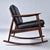 Pair of Restored Moreddi 1950's Danish Teak Rocking Chairs in Black Leather For Sale - Image 6 of 13