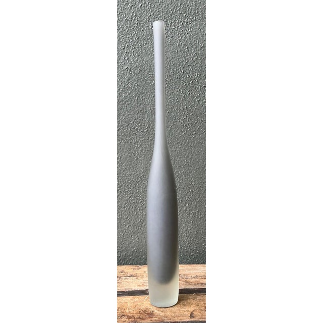 Vintage Tall Frosted Glass Vase For Sale - Image 12 of 14