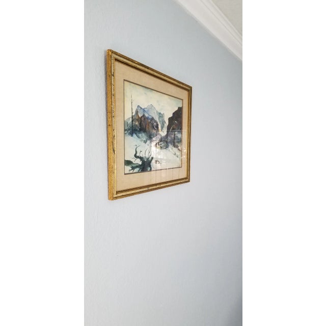 Lovely watercolor landscape painting by California artist ANTONIO ESTRADA date of 1963. Signed lower right, also on the...