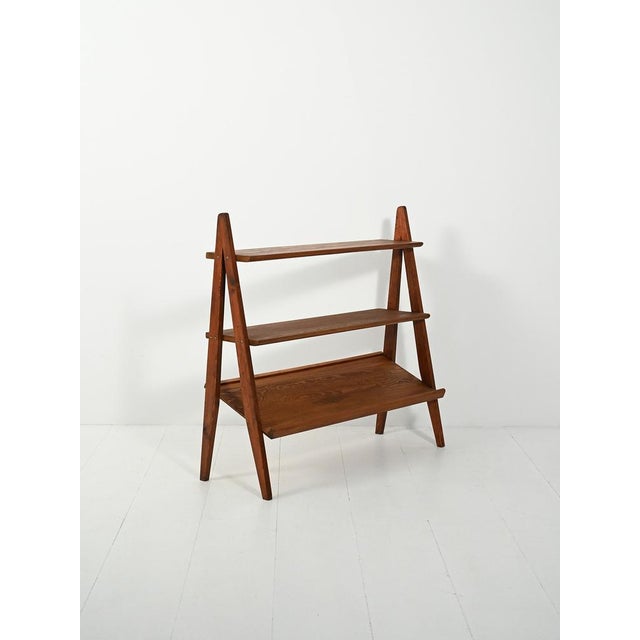 Brown Small Vintage Bookcase with Magazine Rack, 1950s For Sale - Image 8 of 8