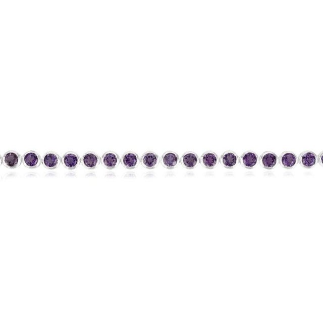 Not Yet Made - Made To Order Handmade Round Cut Amethyst Gemstone Tennis Bracelet for Women For Sale - Image 5 of 12