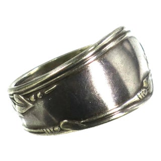Vintage Art Nouveau-Style Spoon Ring 1930s, Size 11 For Sale