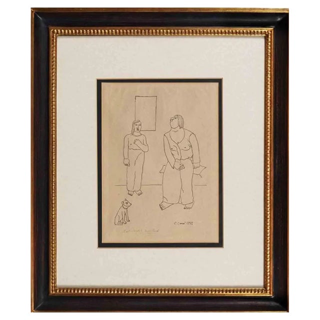 Carlo Carrà, The Acrobats, Lithograph, 1922, Framed For Sale