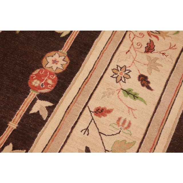 Beige Bohemian Heriz Ziegler Brown Beige Hand-Knotted Rug - 8'4'' X 9'9'' For Sale - Image 8 of 8