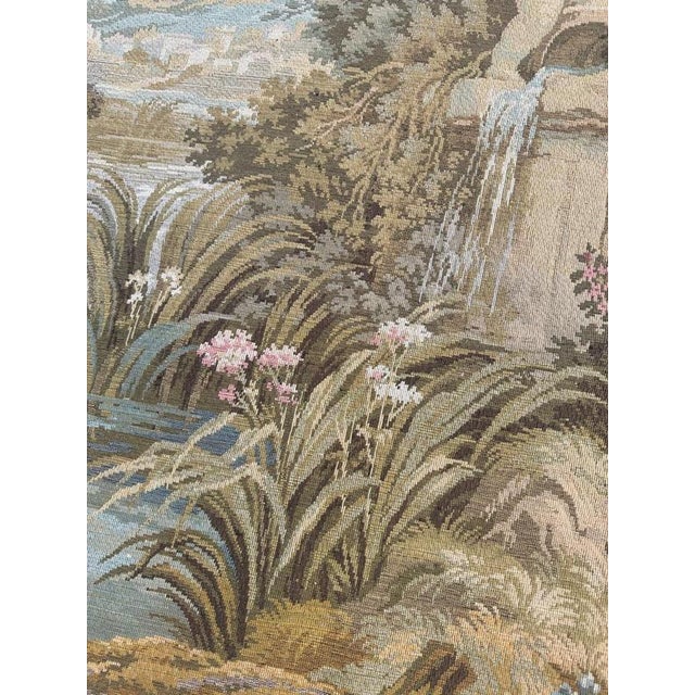 Textile Large Vintage French Aubusson Jacquard Tapestry Pastoral Loves, 1960s For Sale - Image 7 of 18