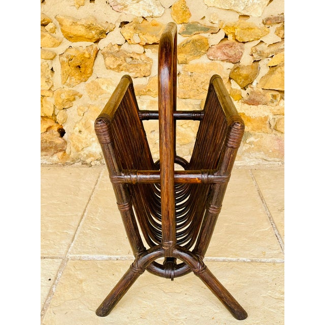 Vintage Bamboo Rattan Magazine Rack, 1970s For Sale - Image 9 of 17