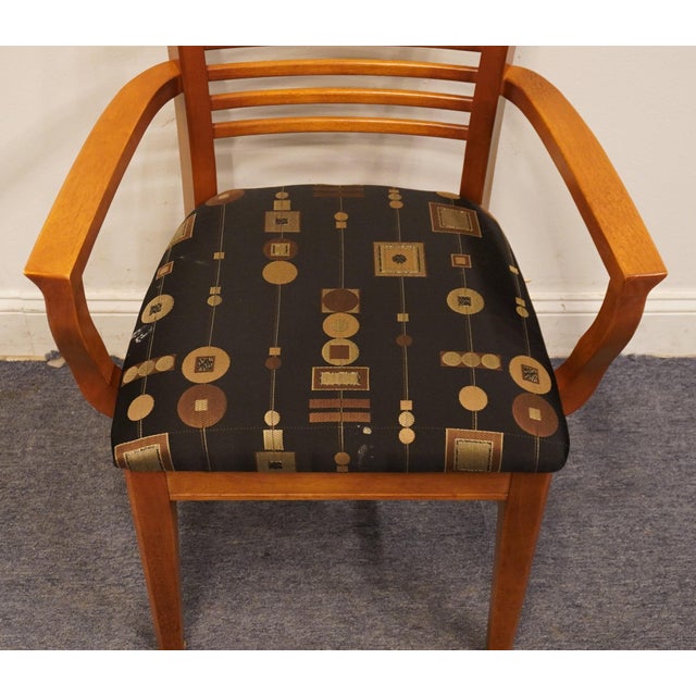 Late 20th Century Bassett Furniture Cherry Contemporary Mission Style Dining Arm Chair For Sale - Image 5 of 9