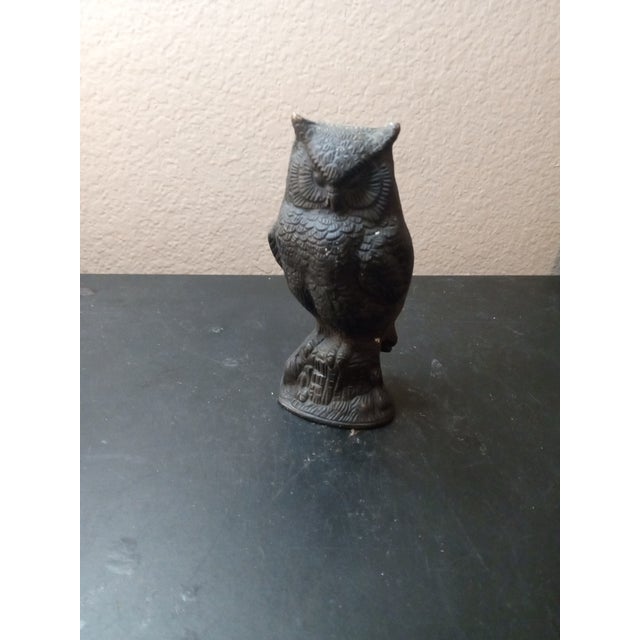 Rustic European 1950s Bronze Owl Figurine For Sale - Image 3 of 5
