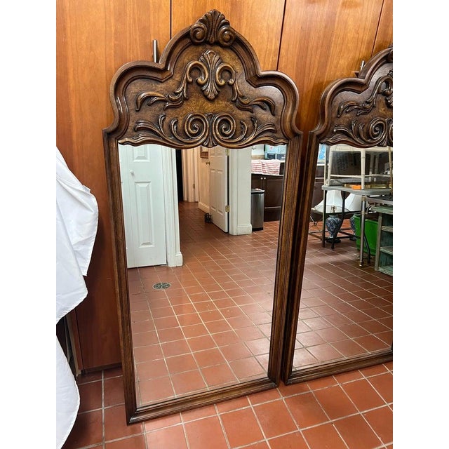 Pair of Elaborately Carved Wooden Mirrors For Sale - Image 12 of 15