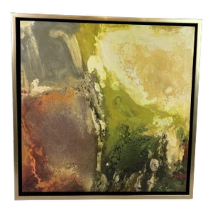 1990s Abstract Giclee Print on Canvas, Framed