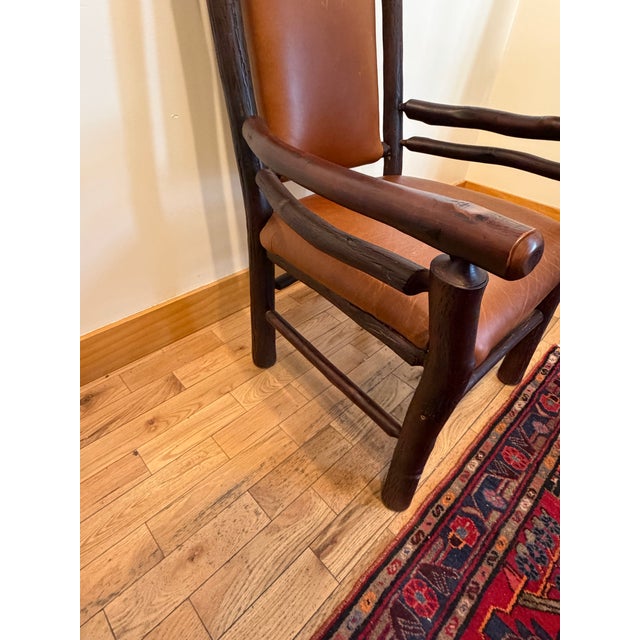 Rustic Late 20th Century Pair of 2 Flat Rock Furniture Arm Chairs For Sale - Image 3 of 11