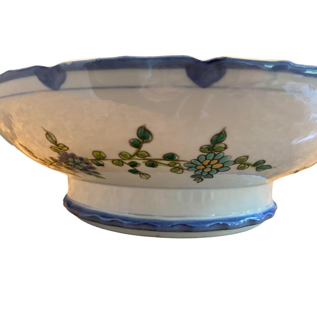 Late 20th Century Large Pedestal Bowl With Floral Motif For Sale - Image 4 of 7
