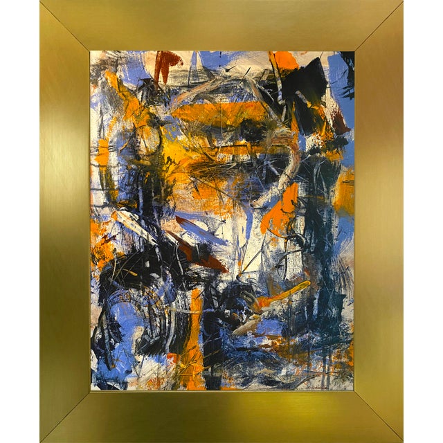 2025 "040-25" Abstract Expressionist Cobalt & Crimson Painting by Mark Lewis For Sale