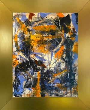 2025 "040-25" Abstract Expressionist Cobalt & Crimson Painting by Mark Lewis