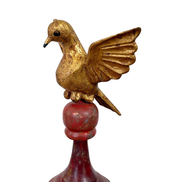 Rustic European European Carved Wood Bird Sculpture on Finial 8" H For Sale - Image 3 of 7