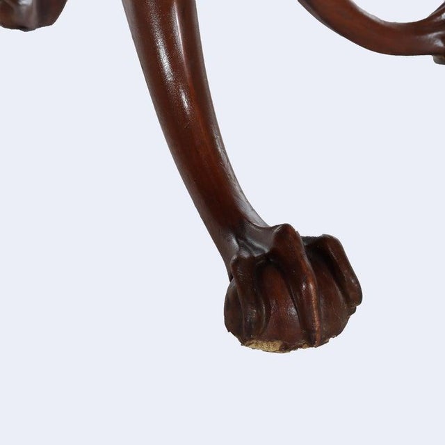 Wood Antique Imperial Chippendale Carved Mahogany Side Table With Claw & Ball Feet For Sale - Image 7 of 9