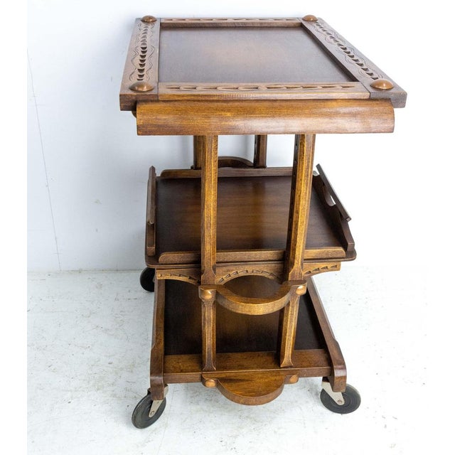 Brown Poplar Cart Drinks Trolley, France, 1940s For Sale - Image 8 of 18