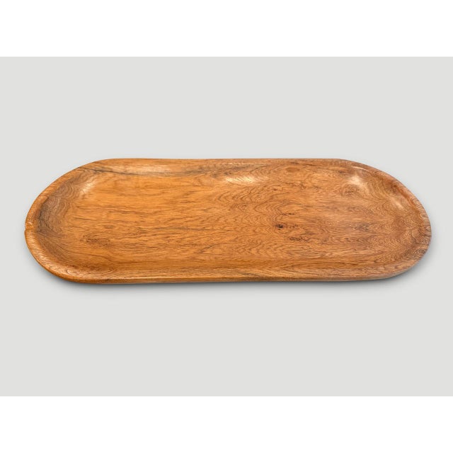 Contemporary Andrianna Shamaris Oval Teak Wood Platter For Sale - Image 3 of 5