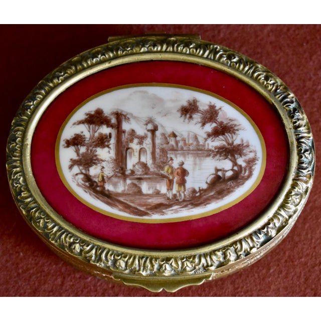 Antique Brass Jewelry Box French Classical Porcelain Vignette For Sale - Image 13 of 18