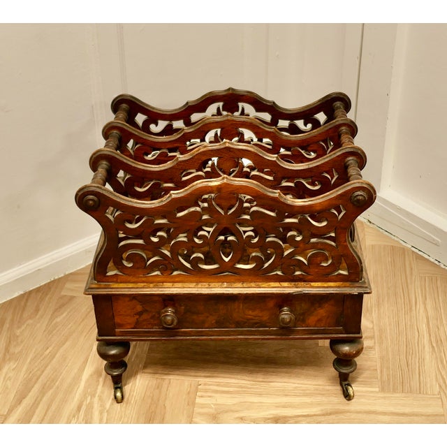 Wood Victorian Walnut Canterbury Magazine Stand For Sale - Image 7 of 8