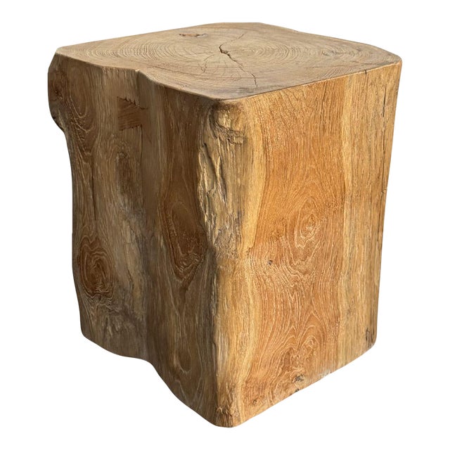 Reclaimed Teak Wood Side Table or Pedestal Stunning Textures For Sale