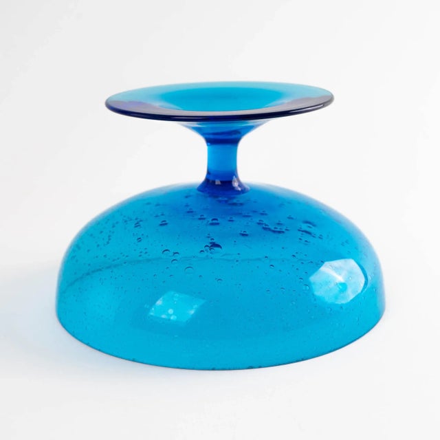 Vintage Blue Bubble Glass Bowl For Sale - Image 10 of 10