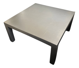 Square Brushed Stainless Steel Coffee Table, France, 1970s