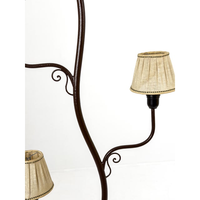 Metal Swedish Grace Sculptural Floor Lamp attributed to Tor Wolfenstein for Bjerkås, Sweden, 1930s For Sale - Image 7 of 12