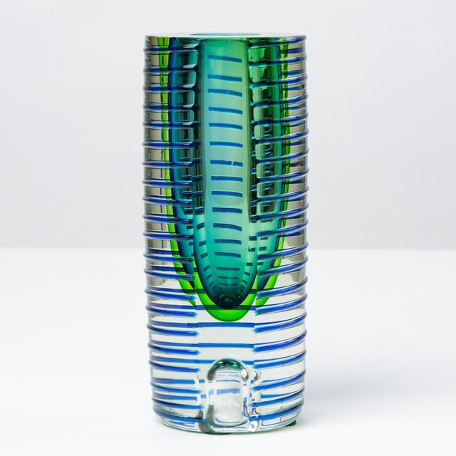 1980s Postmodern Glass Vase or Candlestick For Sale - Image 13 of 13