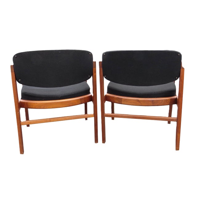 Wood Vintage Mid Century Eck-Adams Walnut Armchairs - a Pair For Sale - Image 7 of 12
