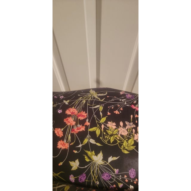 Vintage French Louis XV Style Black Floral Ornate Vanity Seat For Sale - Image 12 of 14