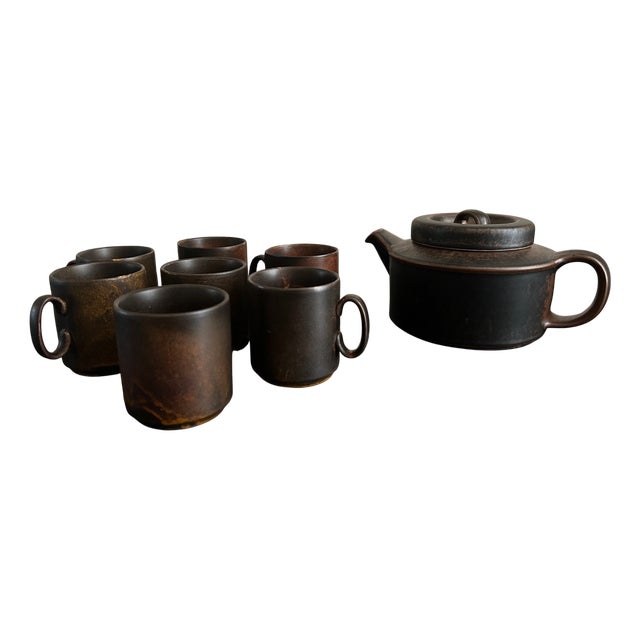 Ruska Tea Set by Ulla Procope, 1960s, Set of 8 For Sale