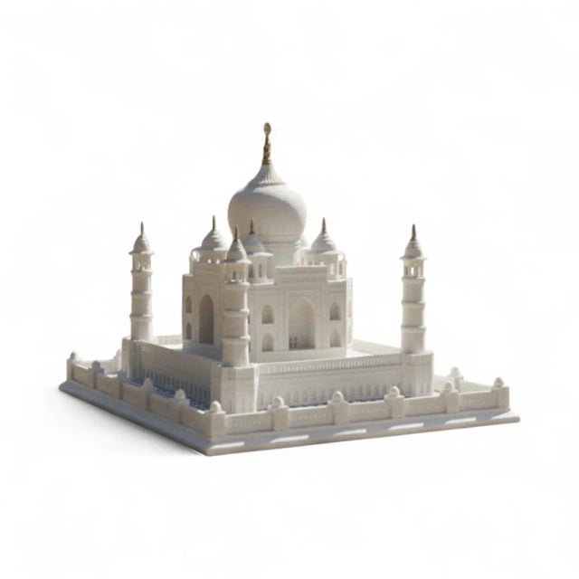 Indian Exquisite White Alabaster/Marble Taj Mahal Replica Light Unknown Marker For Sale - Image 3 of 7