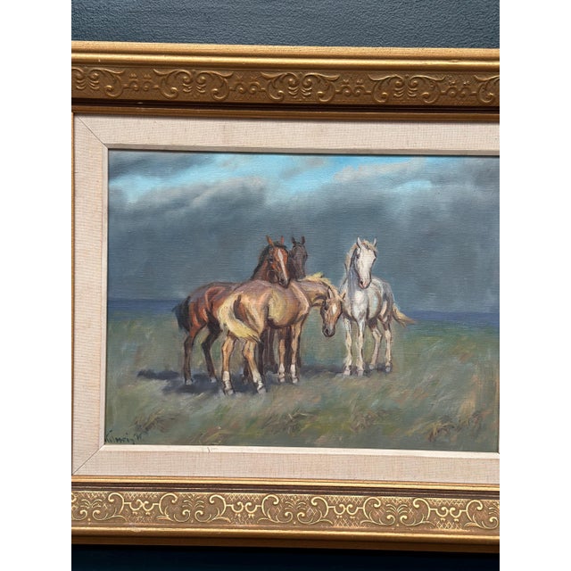 Mid-Century Modern Swedish Artist, Horses, 1960s, Oil on Canvas, Framed For Sale - Image 3 of 13