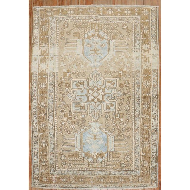 Persian Antique Zabihi Collection Persian Heriz Rug - 3'4" x 4'6" For Sale - Image 3 of 9