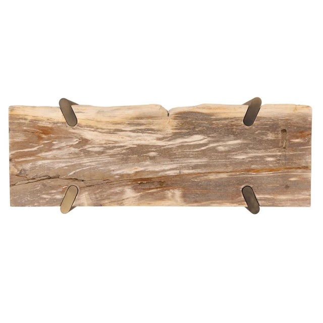 Contemporary Petrified Wood & Bronze Console Table For Sale - Image 3 of 5